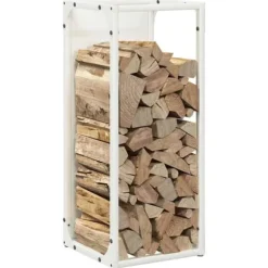Brændestativ i koldvalset stål - Robust og stilfuld | Størrelse: 25x25x60 cm | Farve: Hvid