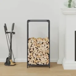 Brændestativ i koldvalset stål - Robust opbevaring | Farve: Antracitgrå | Størrelse: 44x28x90 cm