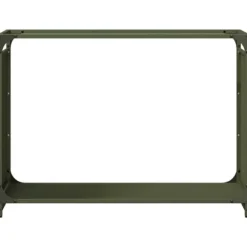 Brændestativ i koldvalset stål - Robust brændereol | Farve: Olivengrøn | Størrelse: 90x28x65 cm