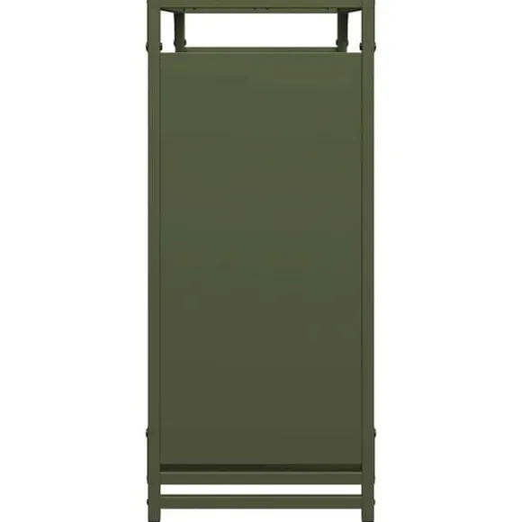Brændestativ i koldvalset stål - Robust brændereol | Farve: Olivengrøn | Størrelse: 90x28x65 cm