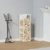 Brændestativ i koldvalset stål - Robust brændeholder | Farve: Hvid | Størrelse: 25x25x80 cm
