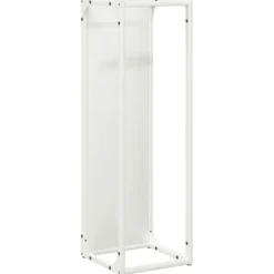 Brændestativ i koldvalset stål - Robust brændeholder | Farve: Hvid | Størrelse: 25x25x80 cm