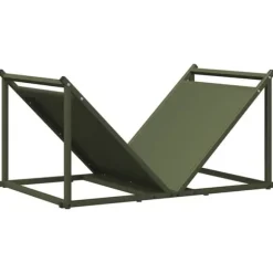 Brændestativ i koldvalset stål - Robust brændeholder | Størrelse: 70x43x34,5 cm | Farve: Olivengrøn