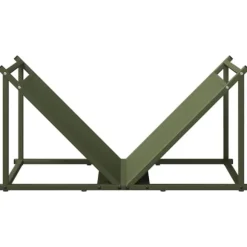 Brændestativ i koldvalset stål - Robust brændeholder | Størrelse: 70x43x34,5 cm | Farve: Olivengrøn