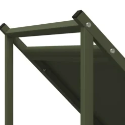 Brændestativ i koldvalset stål - Robust brændeholder | Størrelse: 70x43x34,5 cm | Farve: Olivengrøn