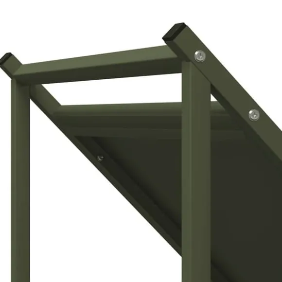 Brændestativ i koldvalset stål - Robust brændeholder | Størrelse: 70x43x34,5 cm | Farve: Olivengrøn