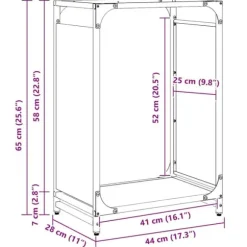 Brændestativ i koldvalset stål - Robust og stilfuldt | Størrelse: 44x28x65 cm | Farve: Sort