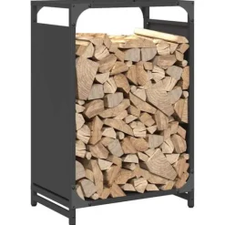 Brændestativ i koldvalset stål - Robust og stilfuldt | Størrelse: 44x28x65 cm | Farve: Sort