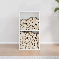 Brændestativ i koldvalset stål - Robust brændeholder | Størrelse: 40x30x75 cm | Farve: Hvid