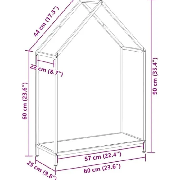 Brændestativ i koldvalset stål - Robust brændeholder | Størrelse: 60x25x90 cm | Farve: Sort