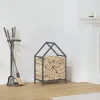 Brændestativ i koldvalset stål - Robust brændeholder | Farve: Antracitgrå | Størrelse: 40x25x60 cm