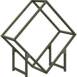 Brændestativ i koldvalset stål - Robust og stilfuld | Størrelse: 60x25x60 cm | Farve: Olivengrøn