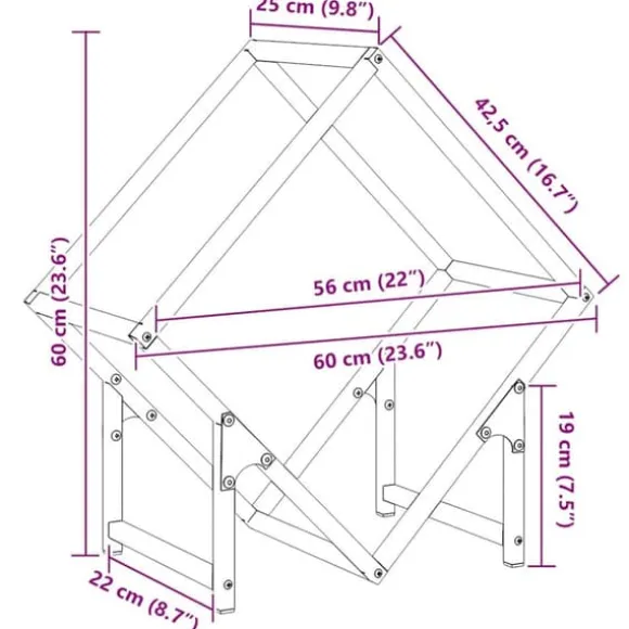 Brændestativ i koldvalset stål - Robust og stilfuld | Størrelse: 60x25x60 cm | Farve: Olivengrøn
