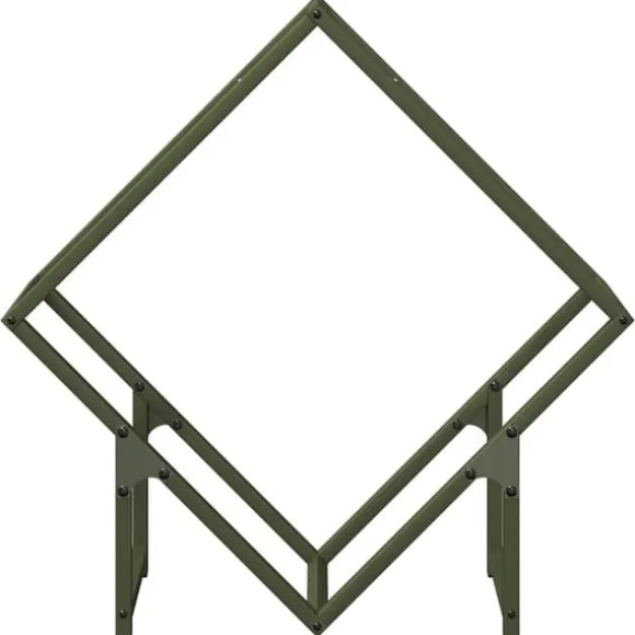 Brændestativ i koldvalset stål - Robust og stilfuld | Størrelse: 60x25x60 cm | Farve: Olivengrøn