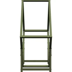 Brændestativ i koldvalset stål - Robust og stilfuld | Størrelse: 60x25x60 cm | Farve: Olivengrøn