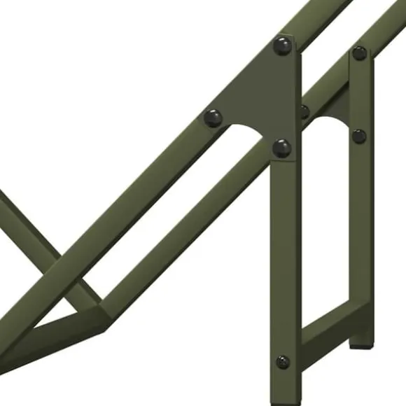 Brændestativ i koldvalset stål - Robust og stilfuld | Størrelse: 60x25x60 cm | Farve: Olivengrøn