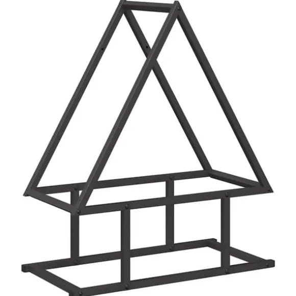 Brændestativ i koldvalset stål - Robust brændeholder | Størrelse: 50x25x60 cm | Farve: Sort