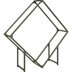 Brændestativ i koldvalset stål - Robust brændeopbevaring | Størrelse: 100x25x100 cm | Farve: Olivengrøn