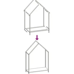Brændestativ i koldvalset stål - Robust brændeholder | Størrelse: 60x25x90 cm | Farve: Hvid