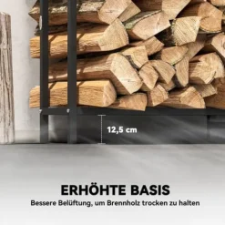 Brændestativ i metal 199 × 30 × 121 cm – 0,6 m³ med vandtæt betræk, op til 300 kg