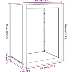 Brændestativ i stål - Slidstærkt og vejrbestandigt | Størrelse: 60x40x80 cm | Farve: Hvid