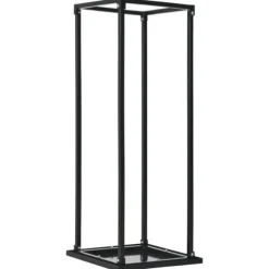 Brændestativ med bund - Rektangulær brændeholder i sort stål | Størrelse: 37x37x113 cm
