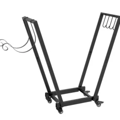 Brændestativ med hjul 79×30×81 cm, metal, inkl. optændings- & værktøjskroge