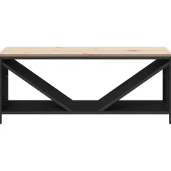 Brændestativ med trætop - Robust brændereol | Størrelse: 100,5x35,5x40 cm | Farve: Sort