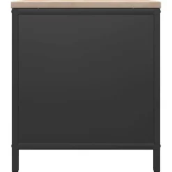 Brændestativ med trætop - Robust brændereol | Størrelse: 100,5x35,5x40 cm | Farve: Sort