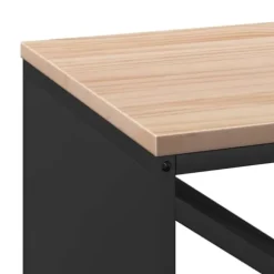 Brændestativ med trætop - Robust brændereol | Størrelse: 100,5x35,5x40 cm | Farve: Sort