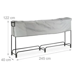 Brændestativ, Metal, 122x245x40 cm, Sort