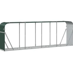 Brændestativ til brændeopbevaring - Galvaniseret stål | Størrelse: 300x45x100 cm | Farve: Grøn