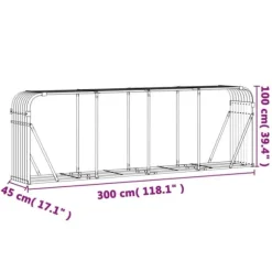 Brændestativ til brændeopbevaring - Galvaniseret stål | Størrelse: 300x45x100 cm | Farve: Grøn