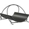 Brændestativ til indendørs brug 51×38×33 cm, geometrisk design med håndtag, metal, sort