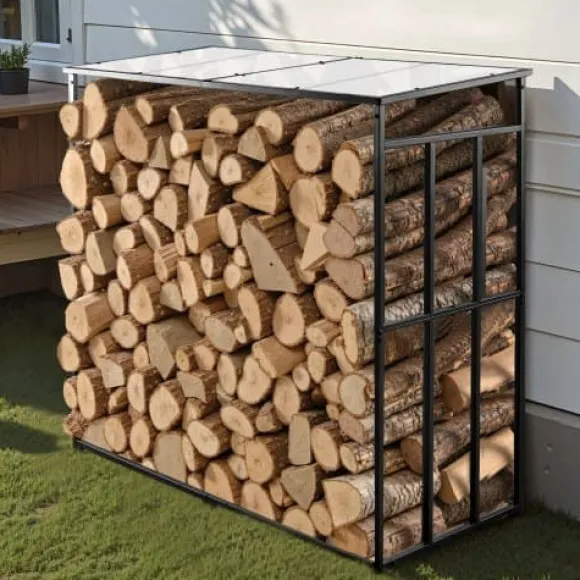 Brændestativ, 143x7x143 cm, Sort, Metalopbevaring