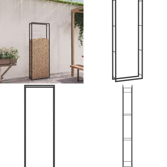 Brændestativ 80x28x222 cm stål matsort - Brændestativ - Brændestativer - Home & Living