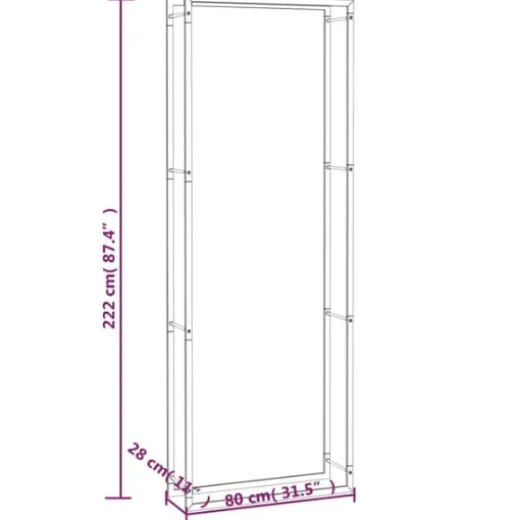 Brændestativ 80x28x222 cm stål matsort - Brændestativ - Brændestativer - Home & Living