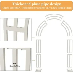 Bryllupsbue - Metal Baggrundsstativ - 200x60x260 cm - Havebue Pergola - Robust Ramme - Til Bryllup, Fest og Foto - Mælkehvid