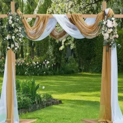Bryllupsbue i træ - Baggrundsstativ espalier/pergola - 3 x 3 m - Str. L - Naturtræ - Lysegul