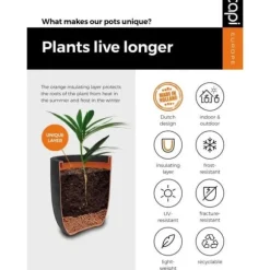 CAPI Nature Planter Rib 54x52 cm antracit KOFZ935 424244