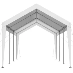 Carport Biloverdækning 10 x 20 FT, Kraftig Bærbar Biloverdækningstelt, Hvid Farve, Modstandsdygtig Mod Vejrforhold