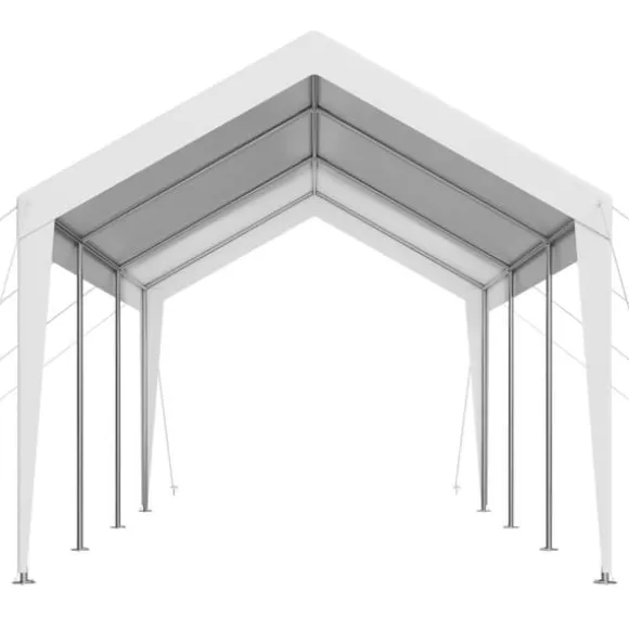 Carport Biloverdækning 10 x 20 FT, Kraftig Bærbar Biloverdækningstelt, Hvid Farve, Modstandsdygtig Mod Vejrforhold