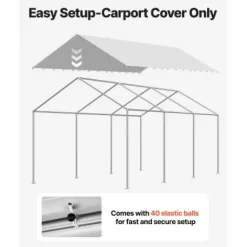 Carport erstatningsoverdækning 6x3,43x2,87 m grå, vandtæt, PE-materiale