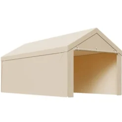 Carport erstatningsoverdækning 6,09x3,05x2,87 m beige, vandtæt, PE-materiale