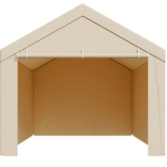 Carport erstatningsoverdækning 6,09x3,05x2,87 m beige, vandtæt, PE-materiale