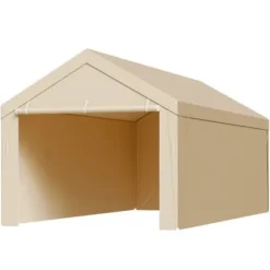 Carport erstatningsoverdækning 6,09x3,05x2,87 m beige, vandtæt, PE-materiale