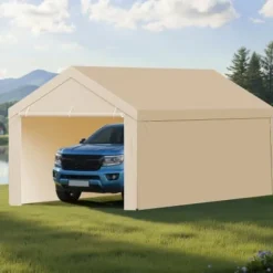 Carport erstatningsoverdækning 6,09x3,05x2,87 m beige, vandtæt, PE-materiale