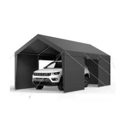 Carport Overdækning 3,5x6,5 m, Kraftig Overdækning, Sidevægge, Grå Farve