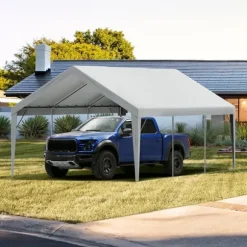 Carport Udskiftning Baldakin 13x20 ft, Vandtæt Garage Telt, UV-beskyttet, Nem installation med Bungee, Grå (Kun Cover, Ramme ikke inkluderet)