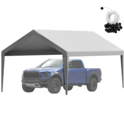 Carport udskiftningsoverdækning, 610x364x95 cm, grå, vandtæt